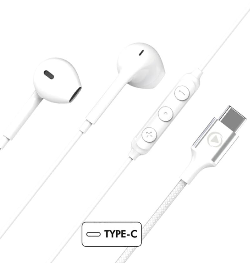 Ecouteurs USB C Force Play Bouton Conception renforcée Blanc Ecouteurs USB C Force Play Bouton Conception renforcée Blanc