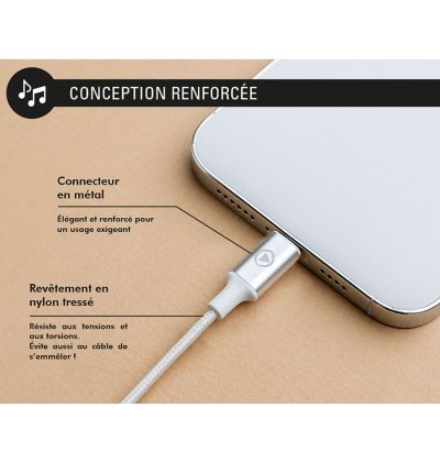 Ecouteurs USB C Force Play Bouton Conception renforcée Blanc Force - 4